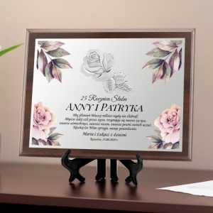 Certyfikat 25 rocznica ślubu z emblematem - Srebrne gody