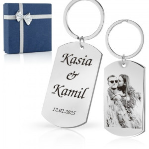 Nieśmiertelnik brelok z grawerem zdjęcia - Zakochani