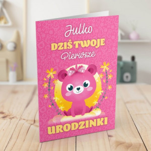 Kartka na roczek dla dziewczynki - Pierwsze urodzinki