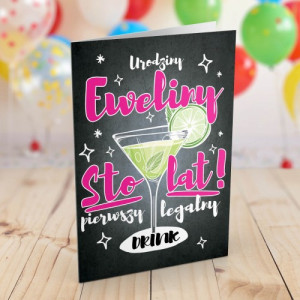 Kartka na 18 urodziny dla niej - Legalny drink