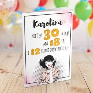 Personalizowana kartka na 30 urodziny dla niej - Doświadczenie