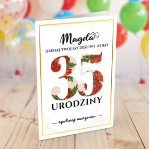 Kartka na 35 urodziny dla niej - Szczęśliwy dzień
