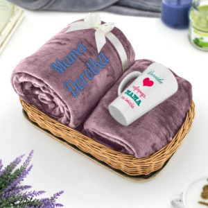 Zestaw dla mamy z kocem i kubkiem - Najlepsza na świecie