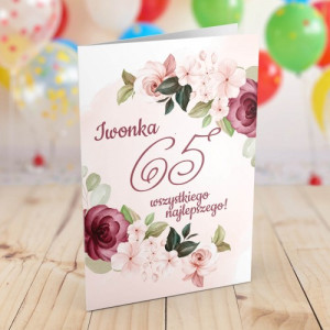 Kartka z personalizacją dla niej na 65 - Dużo zdrówka