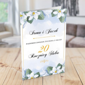 Kartka na 20 rocznicę ślubu z życzeniami - Porcelanowa