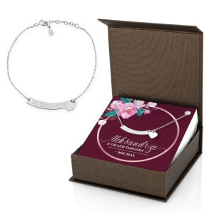 Bransoletka celebrytka blaszka dla niej - Kwiaty