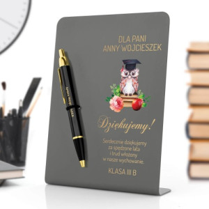 Długopis Parker z dedykacją na postumencie dla nauczyciela - Sowa