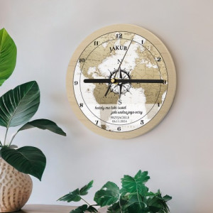 Zegar ścienny z nadrukiem dla podróżnika - Mapa