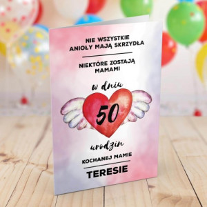 Kartka na 50 urodziny dla mamy - Anioł