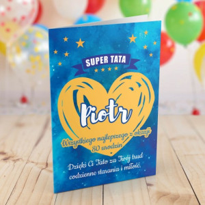 Kartka na 80 urodziny dla taty - Super tata