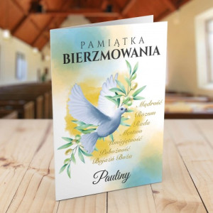 Kartka na bierzmowanie z dedykacją dla dziewczyny - Pamiątka bierzmowania