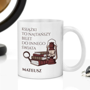 Kubek z nadrukiem imienia i cytatem dla mola książkowego - Książki
