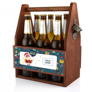 Skrzynka na piwo z nadrukiem i otwieraczem dla pracownika - Świąteczny czas