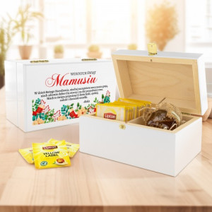 Zestaw upominkowy w skrzynce z nadrukiem dla mamy - Świąteczna herbata
