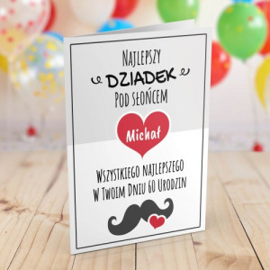 Kartka z personalizacją na 60 urodziny dla dziadka - Najlepszy pod słońcem