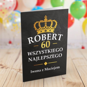 Kartka z personalizacją na 60 urodziny dla niego - Korona