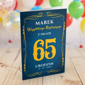 Kartka z personalizacją na 65 urodziny dla niego - Spełnienia marzeń
