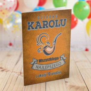 Kartka na 70 urodziny dla dziadka - Fajka