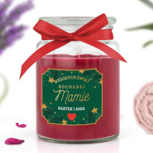Świeca zapachowa duża z nadrukiem dla mamy na święta - Gwiazdy