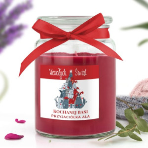 Świeca zapachowa duża z nadrukiem dla przyjaciółki na święta - Kociara