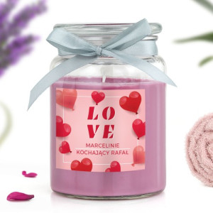 Świeca zapachowa duża z nadrukiem dla ukochanej - Love
