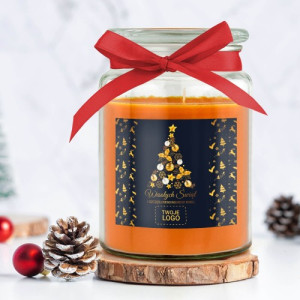 Świeca zapachowa duża z logo firmy - Wesołych Świąt