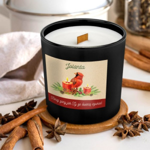 Świeca zapachowa z drewnianym knotem dla żony na święta - Stroik