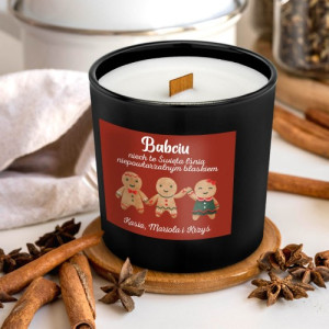 Świeca zapachowa z drewnianym knotem dla babci na święta - Pierniczki