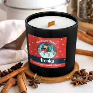 Świeca zapachowa z drewnianym knotem dla przyjaciółki na święta - Śnieg