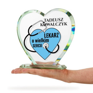 Szklane serce z dedykacją dla lekarza - Wielkie serce