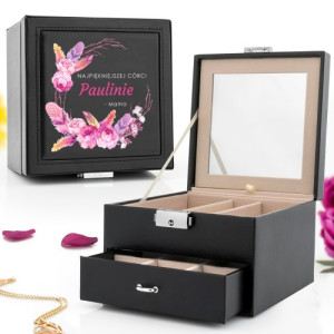 Kuferek na biżuterię z nadrukiem dla córki - Geny po mamie