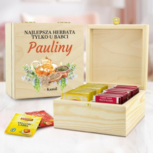Zestaw herbat w skrzynce z nadrukiem dla babci - Najlepsza harbatka
