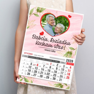 Kalendarz ścienny 2026 ze zdjęciem dla babci i dziadka - Ukochani