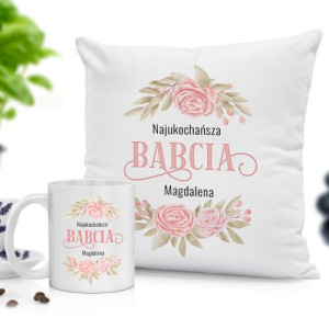 Poduszka i kubek z nadrukiem dla babci - Najlepsza