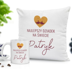 Poduszka i kubek z nadrukiem dla dziadka - Najlepszy na świecie
