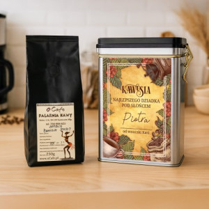 Kawa i puszka na kawę z nadrukiem dla dziadka - Najlepszy pod słońcem