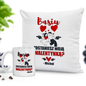 Poduszka i kubek z nadrukiem dla niej na walentynki - Walentynka