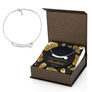 Srebrna bransoletka celebrytka z grawerem dla żony - Miłosne uczucie