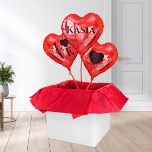 Balony z helem w pudełku na walentynki dla niej - Miłość