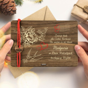 Bransoletka na sznurku i kartka na walentynki dla ukochanej - List miłosny