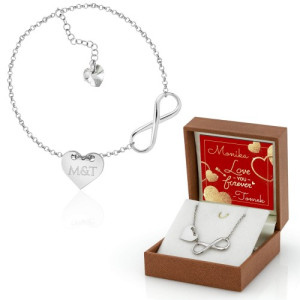 Srebrna bransoletka nieskończoność z grawerem dla niej - Love forever