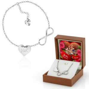 Srebrna bransoletka nieskończoność ze zdjęciem dla niej - Sympatia