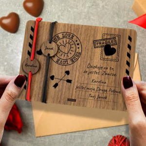 Bransoletki na sznurku i kartka na walentynki dla pary - True love