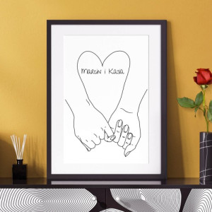 Plakat w ramce (30x40 cm) na walentynki - Zakochana para