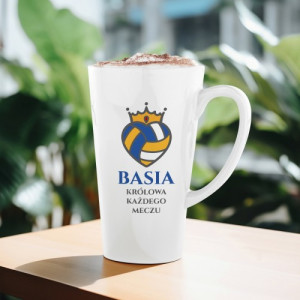 Kubek latte z nadrukiem dla siatkarki - Królowa meczu