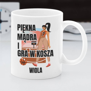 Kubek z nadrukiem dla koszykarki - Piękna i mądra