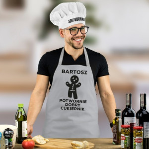 Fartuch i czapka kucharska z nadrukiem dla cukiernika - Potwornie dobry