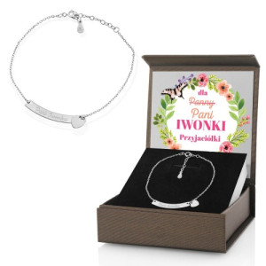 Srebrna bransoletka celebrytka z grawerem na wieczór panieński - Zajęta