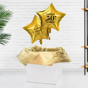 Balony z helem w pudełku na 50 urodziny dla niej - Cudne urodziny