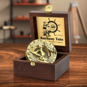 Kompas mosiężny z grawerem na 50 urodziny dla taty - Przygoda życia